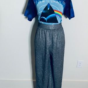 NWT - Silver Glitter Wide Leg Trouser by PLT 💎